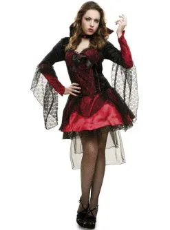 Vampirin Kostüm Mit Schwarzem Mull Für Damen