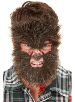 Werwolf Maske Mit Haar Für Erwachsene